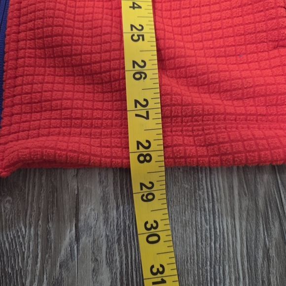 Lands End Jacket Womens L Orange Blue Trim Grid Fleece Full Zip Pockets - Picture 8 of 8